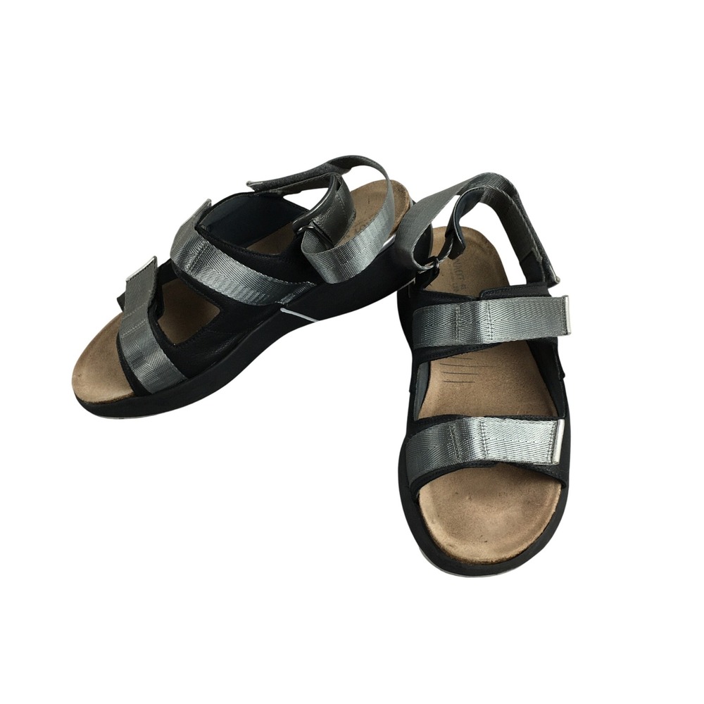 Naot Apollo Women 41 L10 Black Silver Metallic Leather Strappy Sport Sandals - Picture 15 of 16